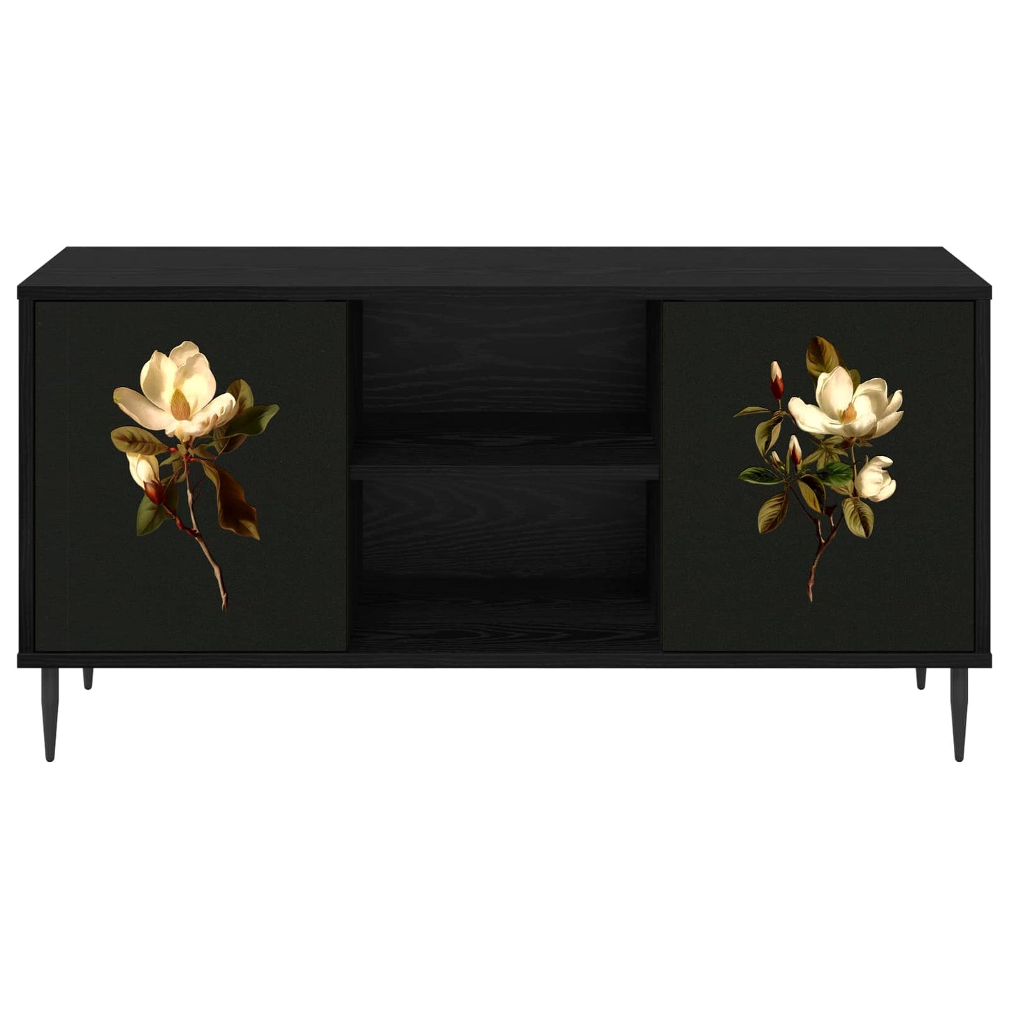 Tv-meubel BREMEN 102 x 33 x 51 cm Zwart eiken Bewerkt hout