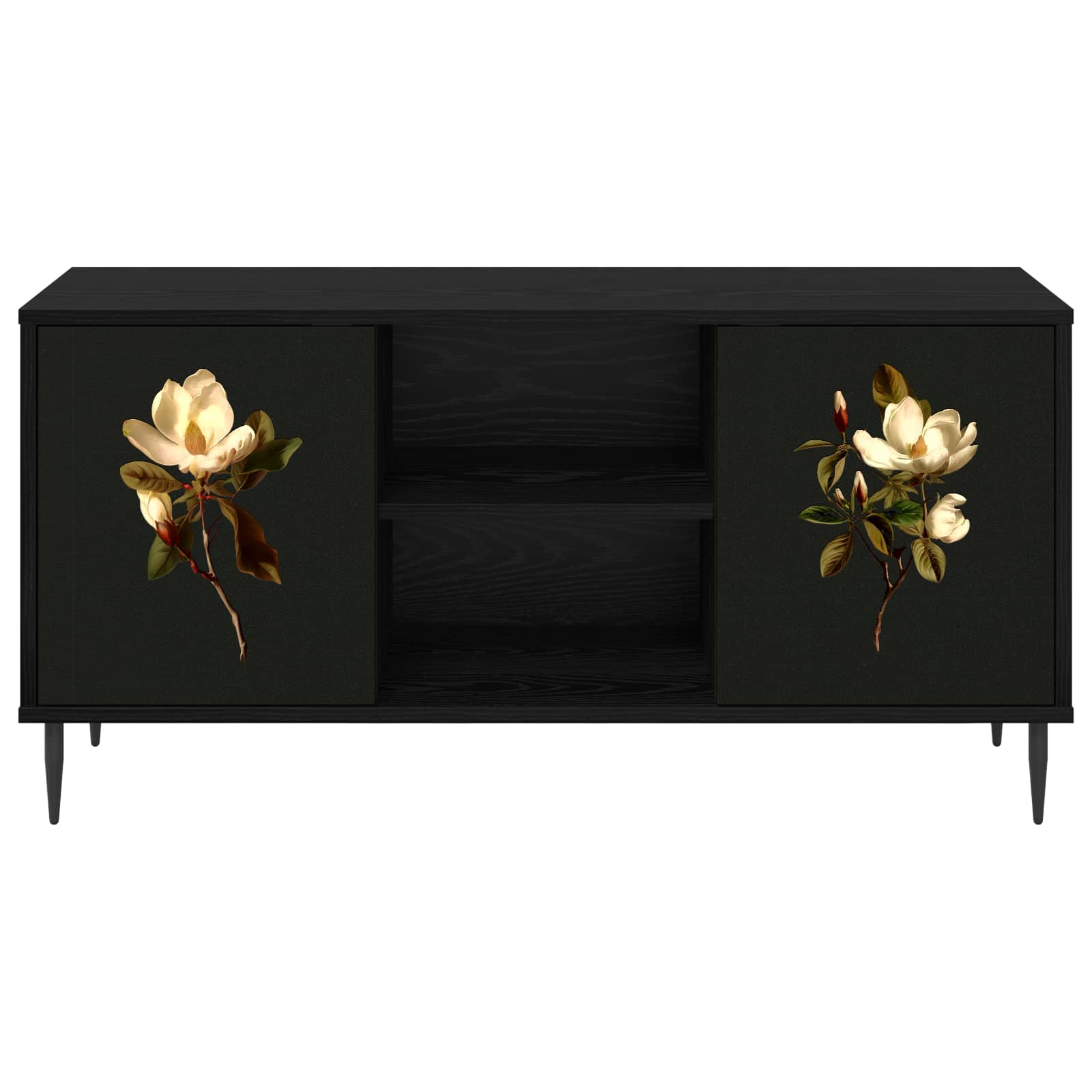 Tv-meubel BREMEN 102 x 33 x 51 cm Zwart eiken Bewerkt hout