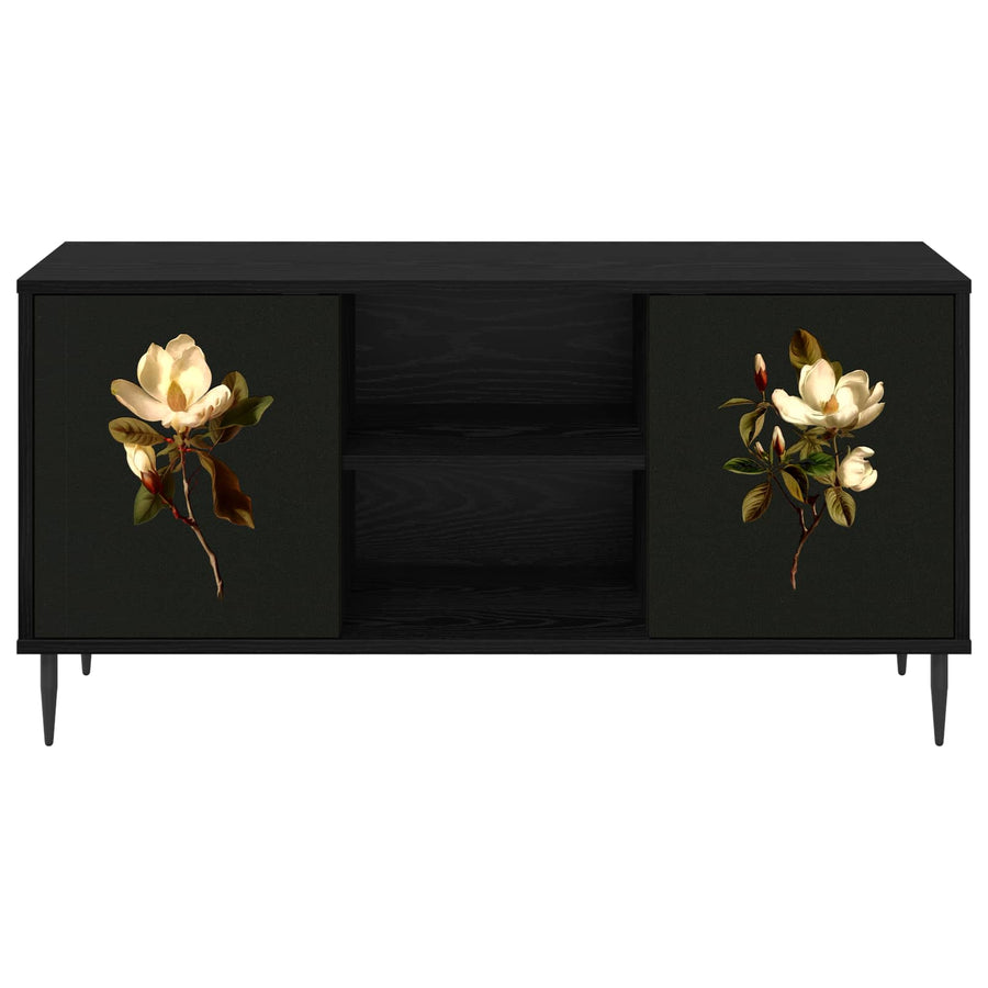 Tv-meubel BREMEN 102 x 33 x 51 cm Zwart eiken Bewerkt hout