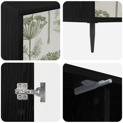 Tv-meubel GOTHA 102 x 33 x 51 cm Zwart eiken Bewerkt hout