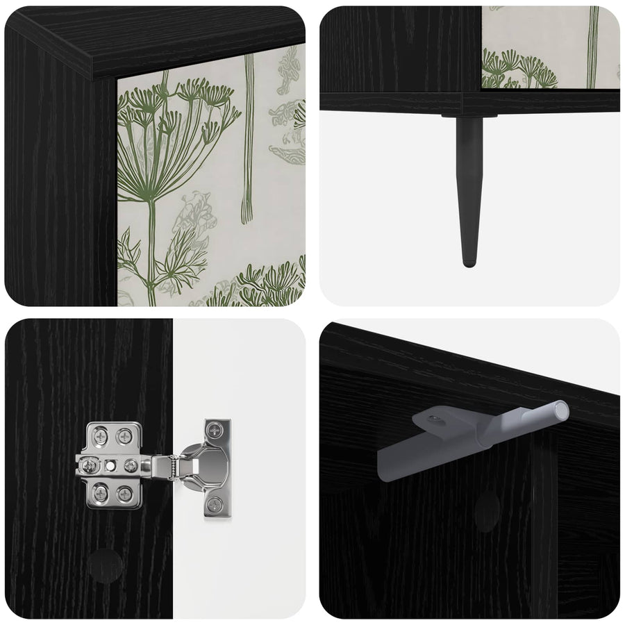 Tv-meubel GOTHA 102 x 33 x 51 cm Zwart eiken Bewerkt hout