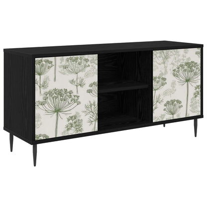 Tv-meubel GOTHA 102 x 33 x 51 cm Zwart eiken Bewerkt hout