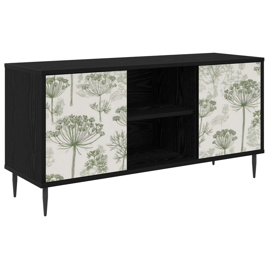 Tv-meubel GOTHA 102 x 33 x 51 cm Zwart eiken Bewerkt hout