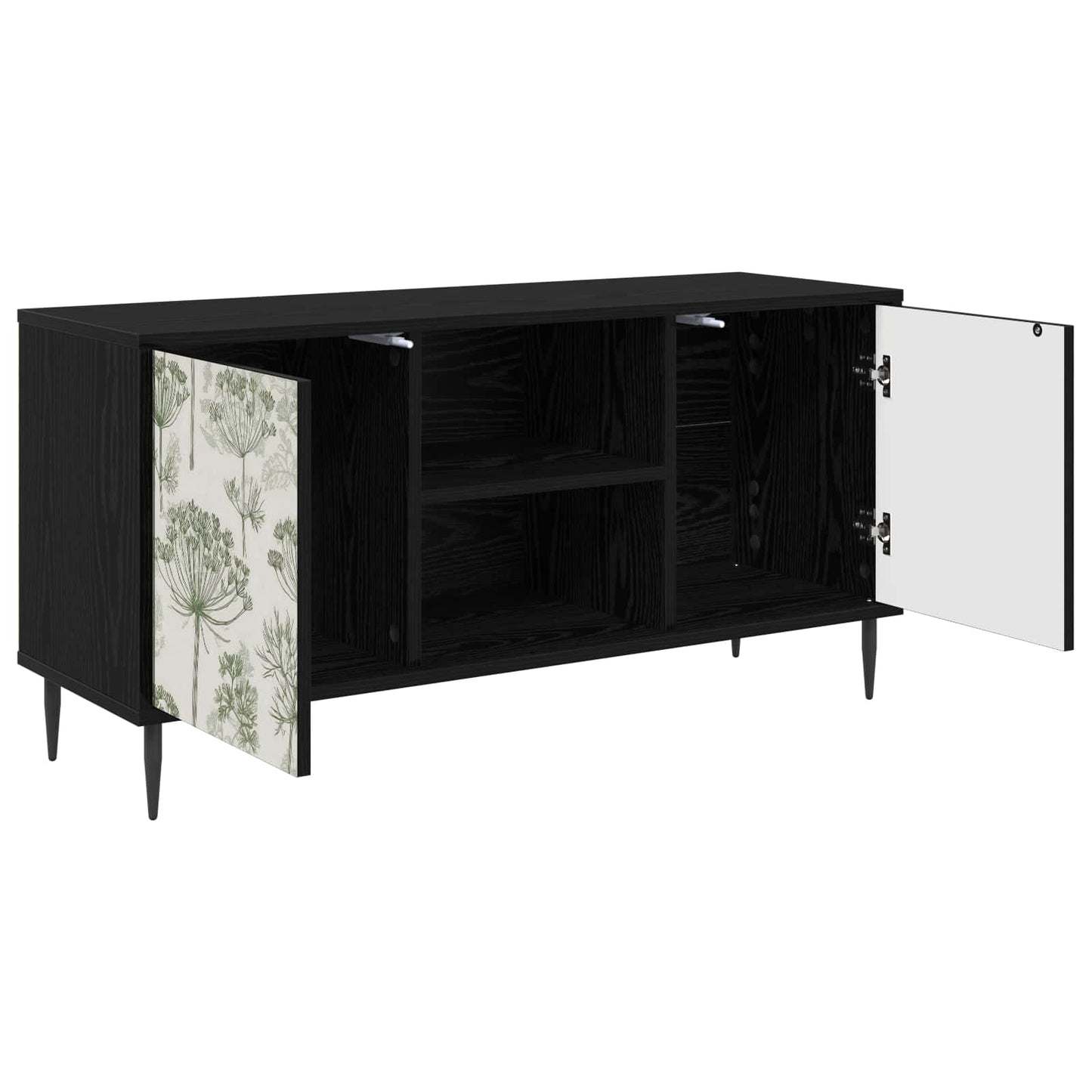 Tv-meubel GOTHA 102 x 33 x 51 cm Zwart eiken Bewerkt hout