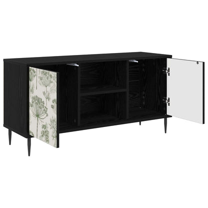 Tv-meubel GOTHA 102 x 33 x 51 cm Zwart eiken Bewerkt hout
