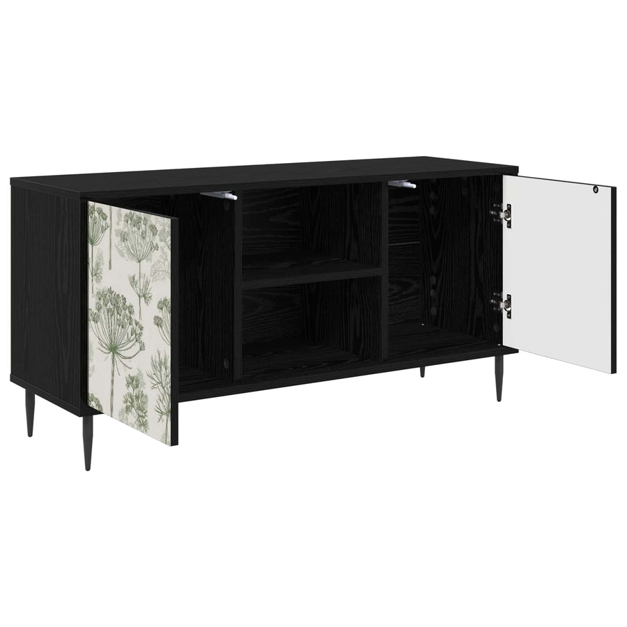 Tv-meubel GOTHA 102 x 33 x 51 cm Zwart eiken Bewerkt hout