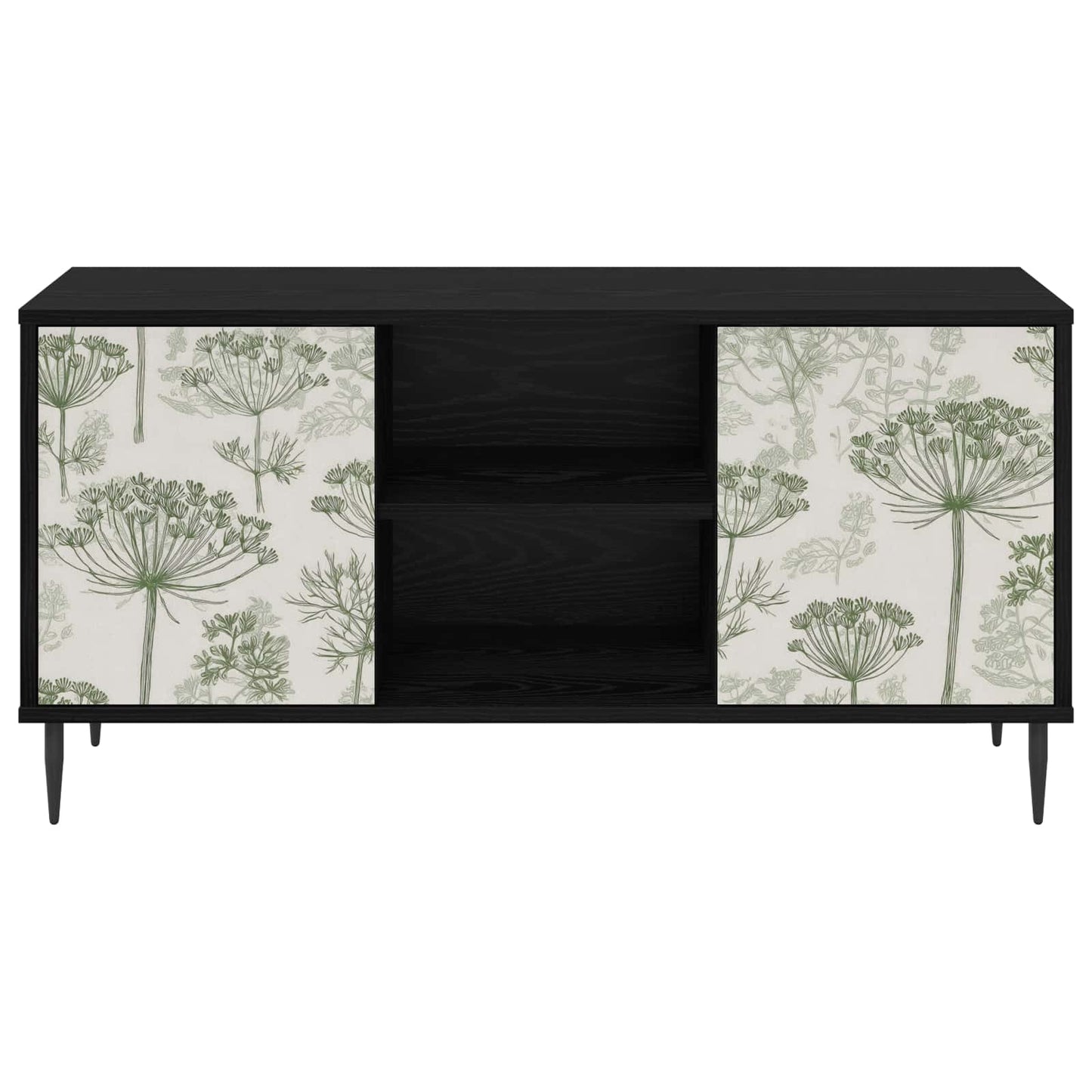Tv-meubel GOTHA 102 x 33 x 51 cm Zwart eiken Bewerkt hout