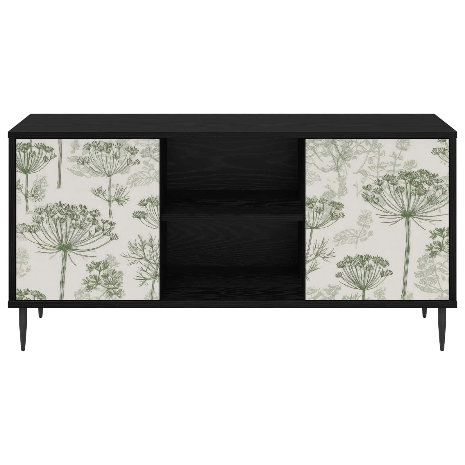 Tv-meubel GOTHA 102 x 33 x 51 cm Zwart eiken Bewerkt hout