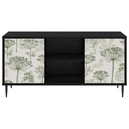 Tv-meubel GOTHA 102 x 33 x 51 cm Zwart eiken Bewerkt hout