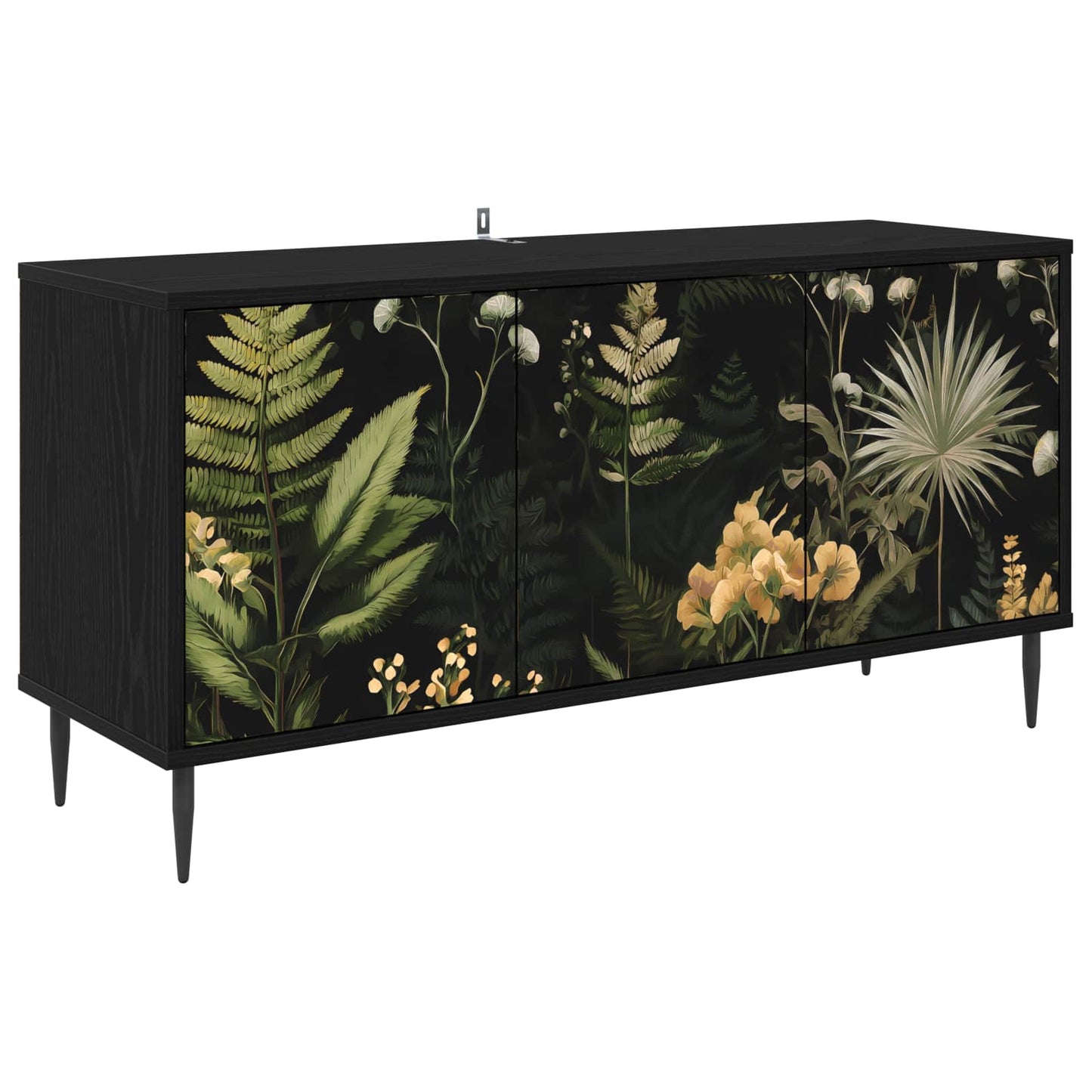 Tv-meubel RHENEN 102 x 33 x 51 cm Zwart eiken Bewerkt hout