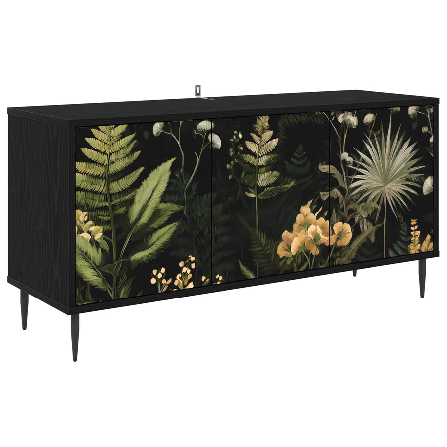 Tv-meubel RHENEN 102 x 33 x 51 cm Zwart eiken Bewerkt hout