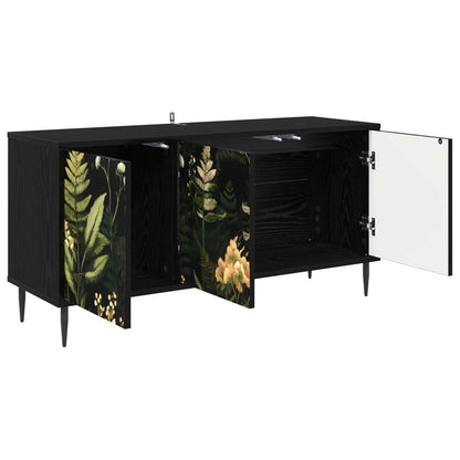Tv-meubel RHENEN 102 x 33 x 51 cm Zwart eiken Bewerkt hout