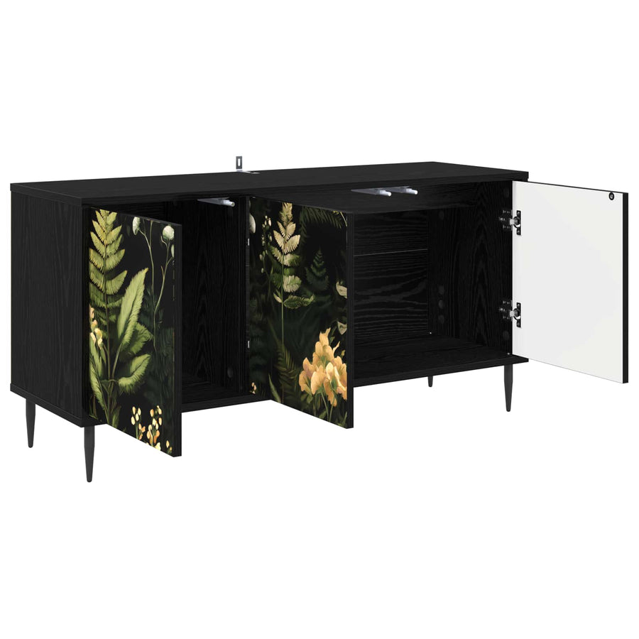 Tv-meubel RHENEN 102 x 33 x 51 cm Zwart eiken Bewerkt hout