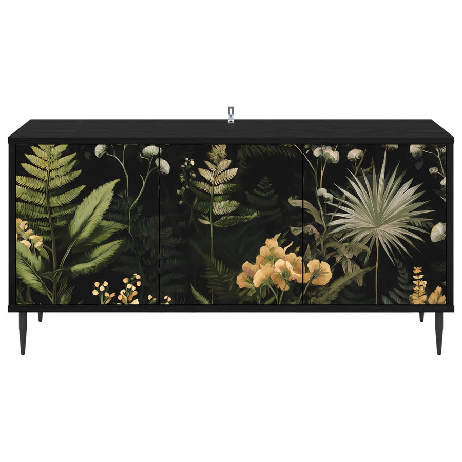 Tv-meubel RHENEN 102 x 33 x 51 cm Zwart eiken Bewerkt hout