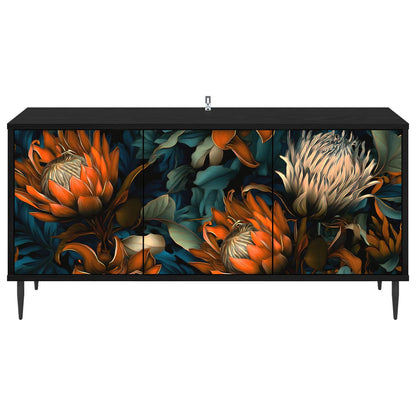 Tv-meubel LOCHEM 102 x 33 x 51 cm Zwart eiken Bewerkt hout