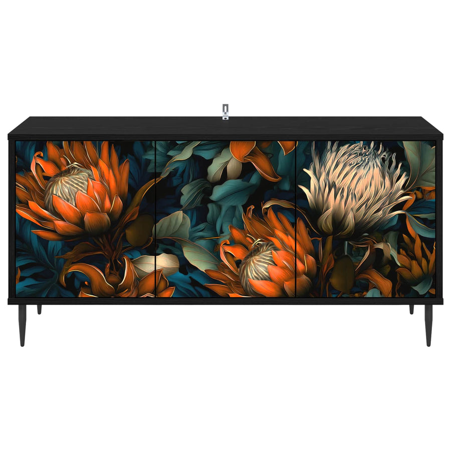 Tv-meubel LOCHEM 102 x 33 x 51 cm Zwart eiken Bewerkt hout
