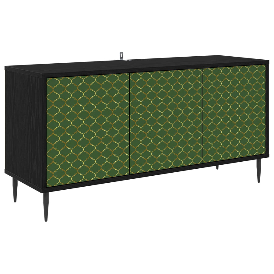 Tv-meubel GELEEN 102 x 33 x 51 cm Zwart eiken Bewerkt hout