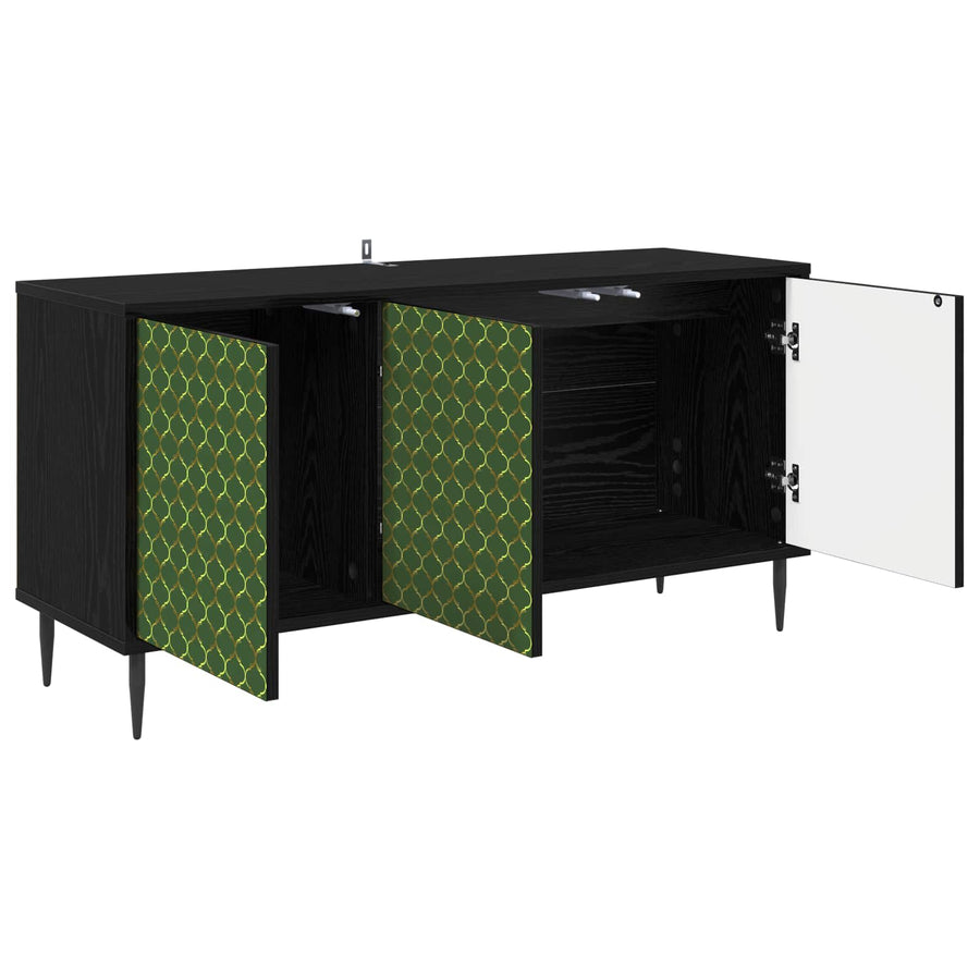 Tv-meubel GELEEN 102 x 33 x 51 cm Zwart eiken Bewerkt hout
