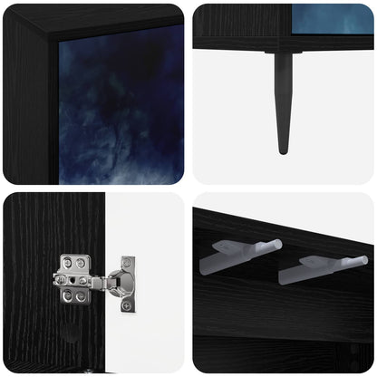 Tv-meubel RAALTE 102 x 33 x 51 cm Zwart eiken Bewerkt hout