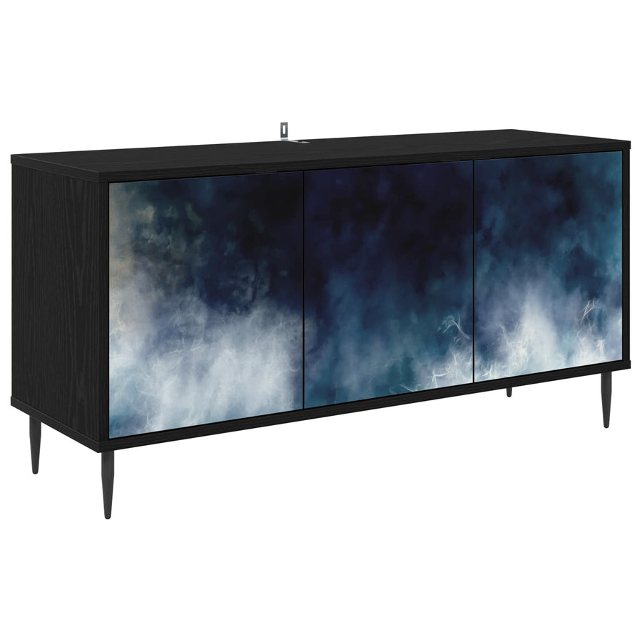 Tv-meubel RAALTE 102 x 33 x 51 cm Zwart eiken Bewerkt hout