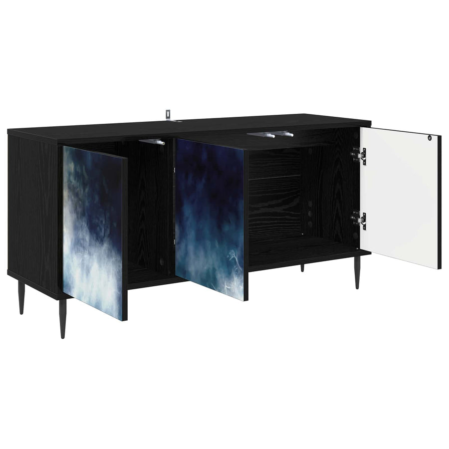 Tv-meubel RAALTE 102 x 33 x 51 cm Zwart eiken Bewerkt hout