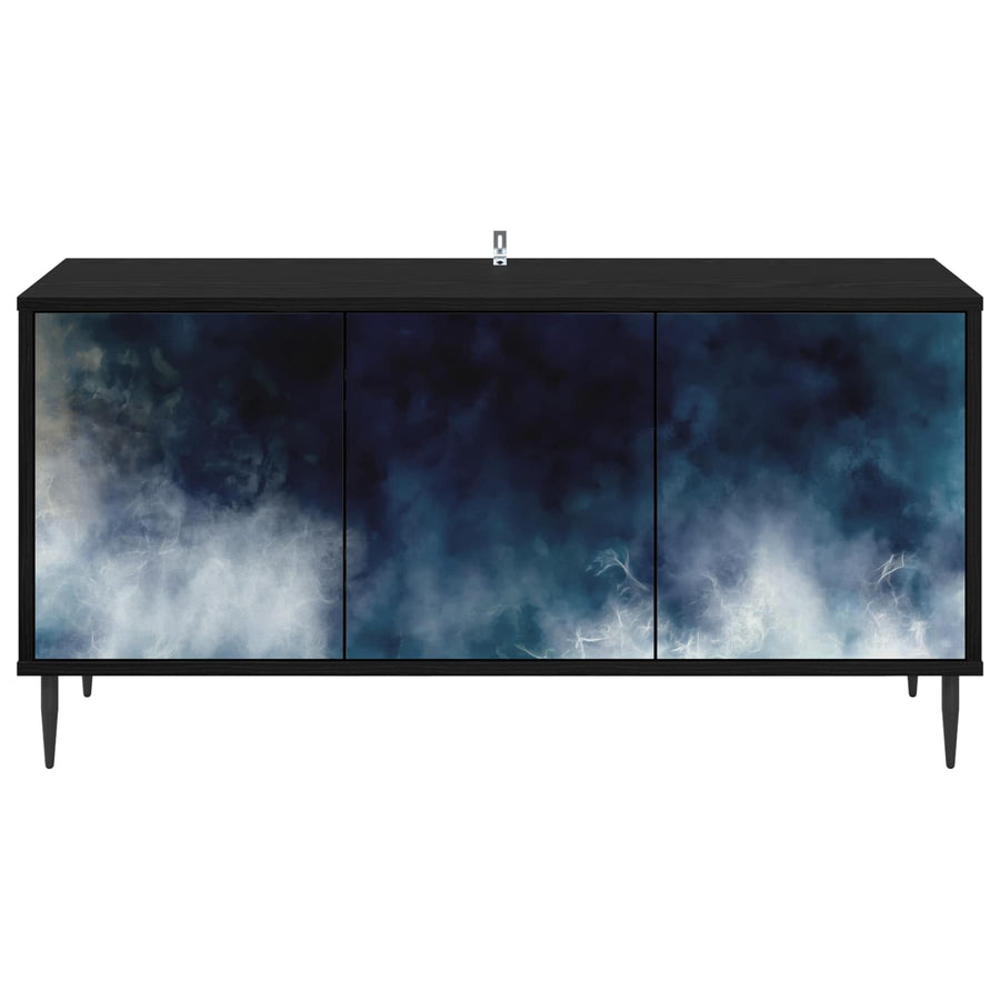 Tv-meubel RAALTE 102 x 33 x 51 cm Zwart eiken Bewerkt hout