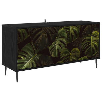 Tv-meubel ELBURG 102 x 33 x 51 cm Zwart eiken Bewerkt hout