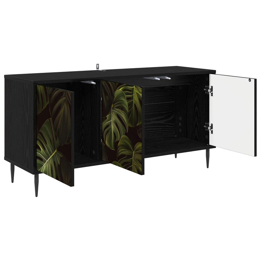 Tv-meubel ELBURG 102 x 33 x 51 cm Zwart eiken Bewerkt hout