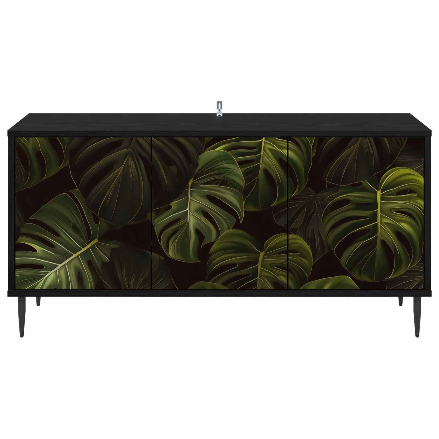 Tv-meubel ELBURG 102 x 33 x 51 cm Zwart eiken Bewerkt hout