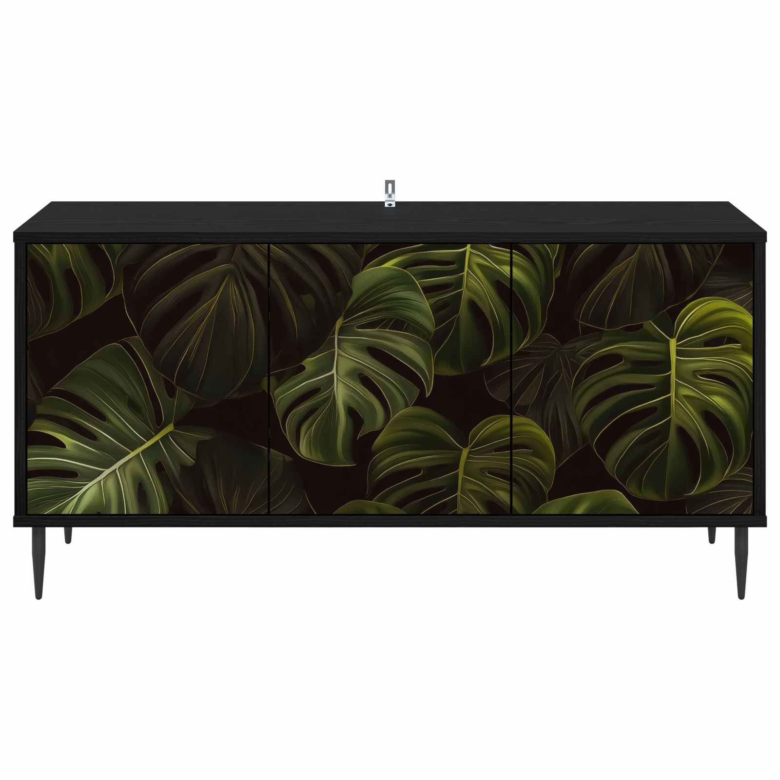 Tv-meubel ELBURG 102 x 33 x 51 cm Zwart eiken Bewerkt hout