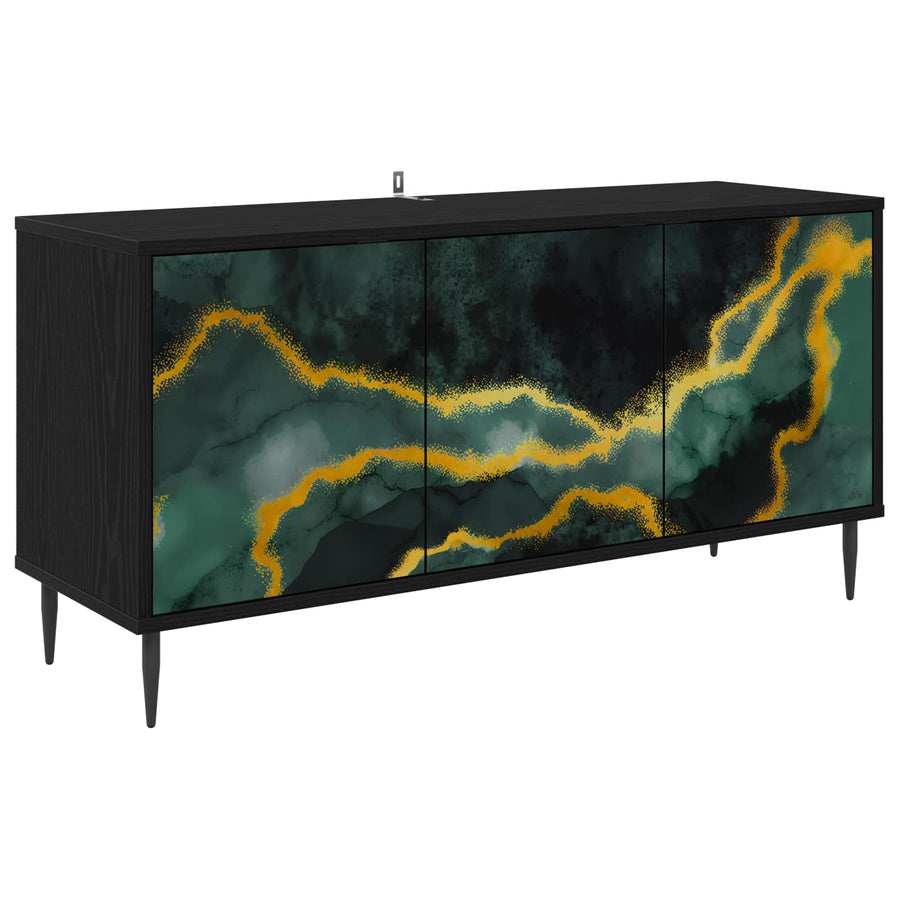 Tv-meubel WIJHE 102 x 33 x 51 cm Zwart eiken Bewerkt hout
