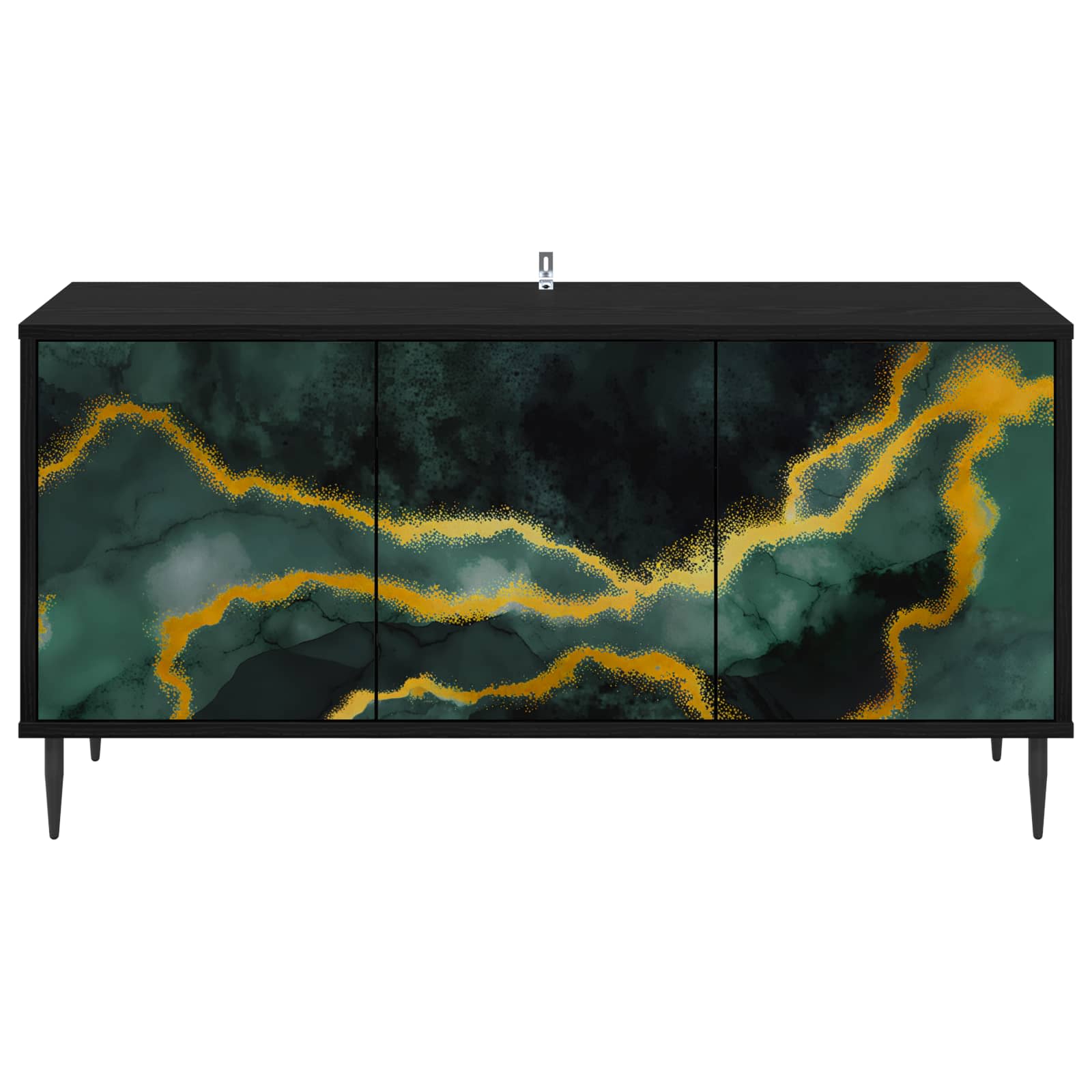 Tv-meubel WIJHE 102 x 33 x 51 cm Zwart eiken Bewerkt hout