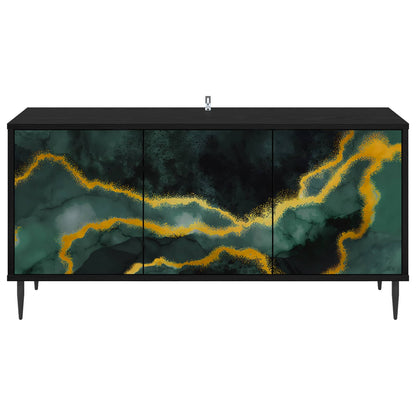 Tv-meubel WIJHE 102 x 33 x 51 cm Zwart eiken Bewerkt hout
