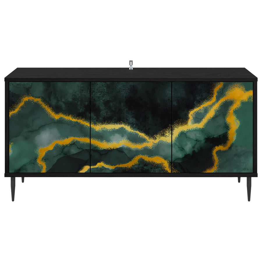 Tv-meubel WIJHE 102 x 33 x 51 cm Zwart eiken Bewerkt hout