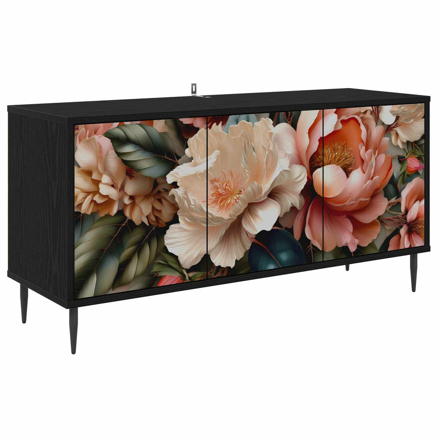Tv-meubel BORNE 102 x 33 x 51 cm Zwart eiken Bewerkt hout