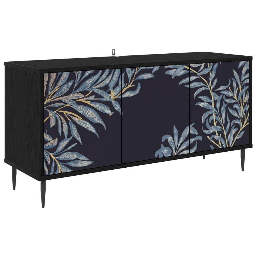 Tv-meubel DOKKUM 102 x 33 x 51 cm Zwart eiken Bewerkt hout