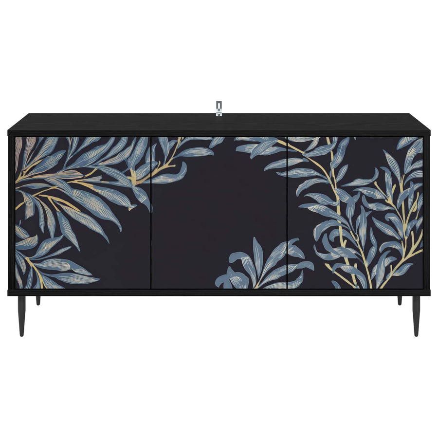 Tv-meubel DOKKUM 102 x 33 x 51 cm Zwart eiken Bewerkt hout