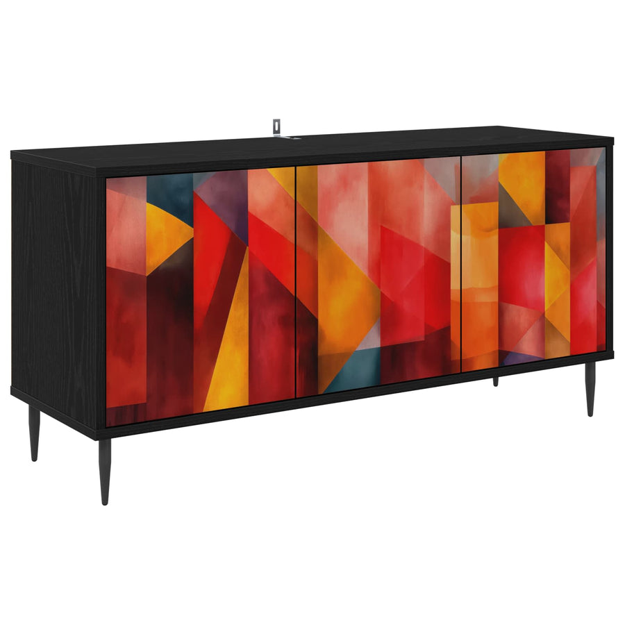 Tv-meubel HEESCH 102 x 33 x 51 cm Zwart eiken Bewerkt hout
