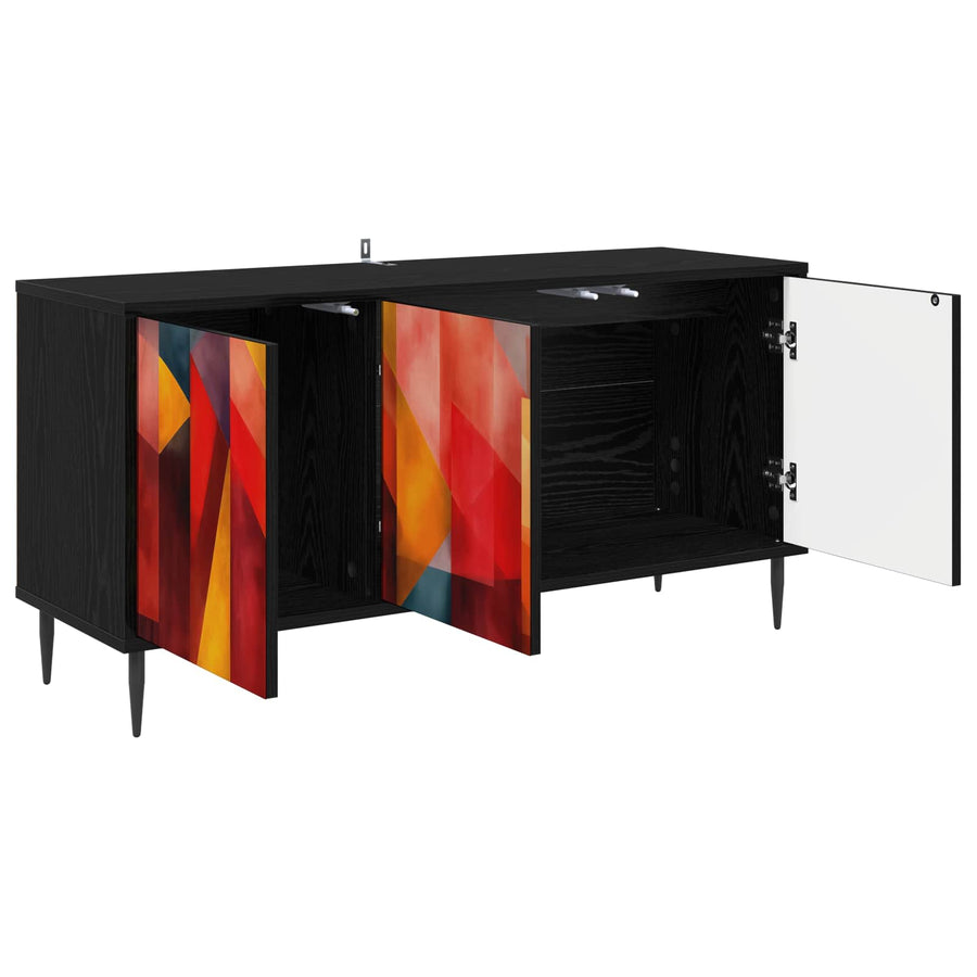 Tv-meubel HEESCH 102 x 33 x 51 cm Zwart eiken Bewerkt hout