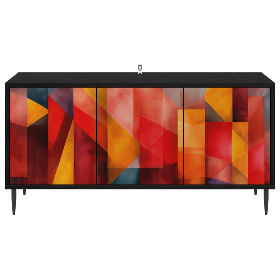 Tv-meubel HEESCH 102 x 33 x 51 cm Zwart eiken Bewerkt hout