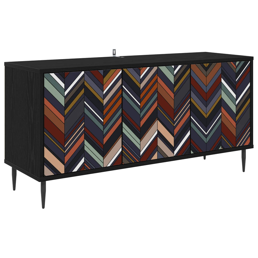 Tv-meubel OMMEN 102 x 33 x 51 cm Zwart eiken Bewerkt hout