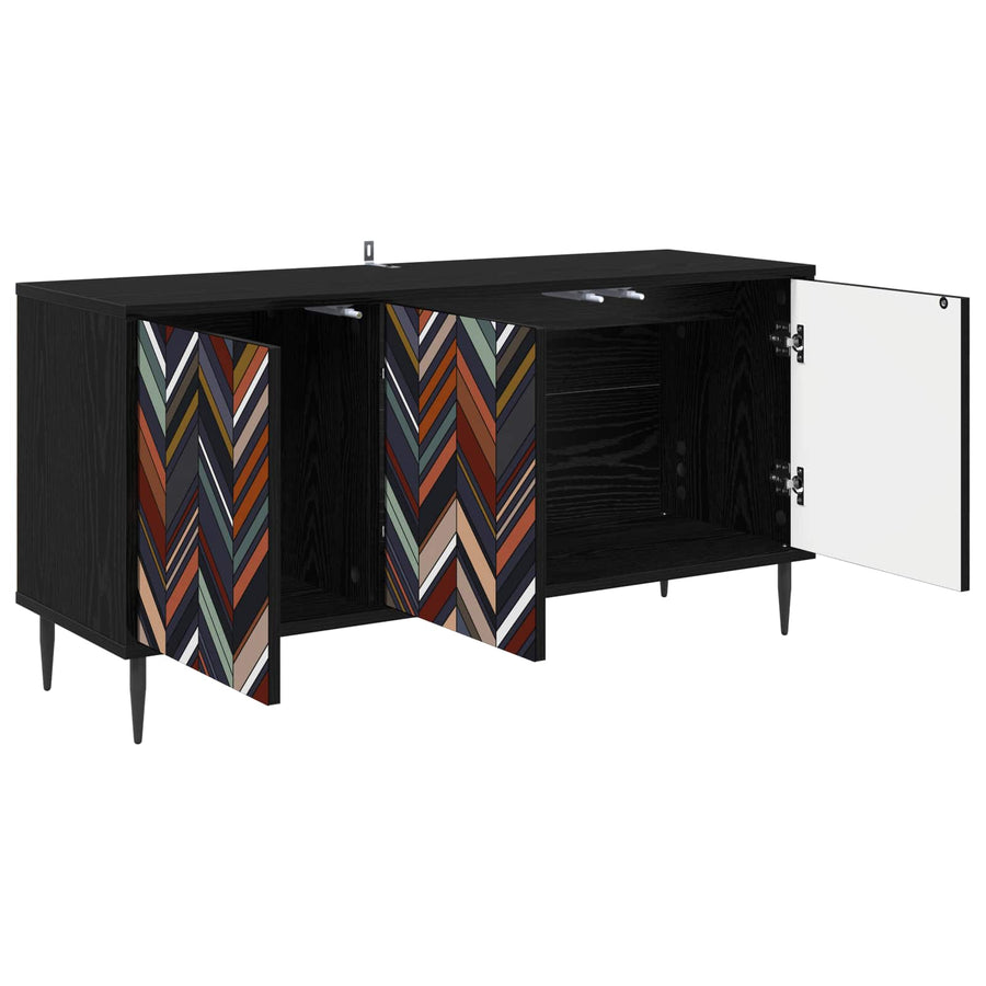 Tv-meubel OMMEN 102 x 33 x 51 cm Zwart eiken Bewerkt hout
