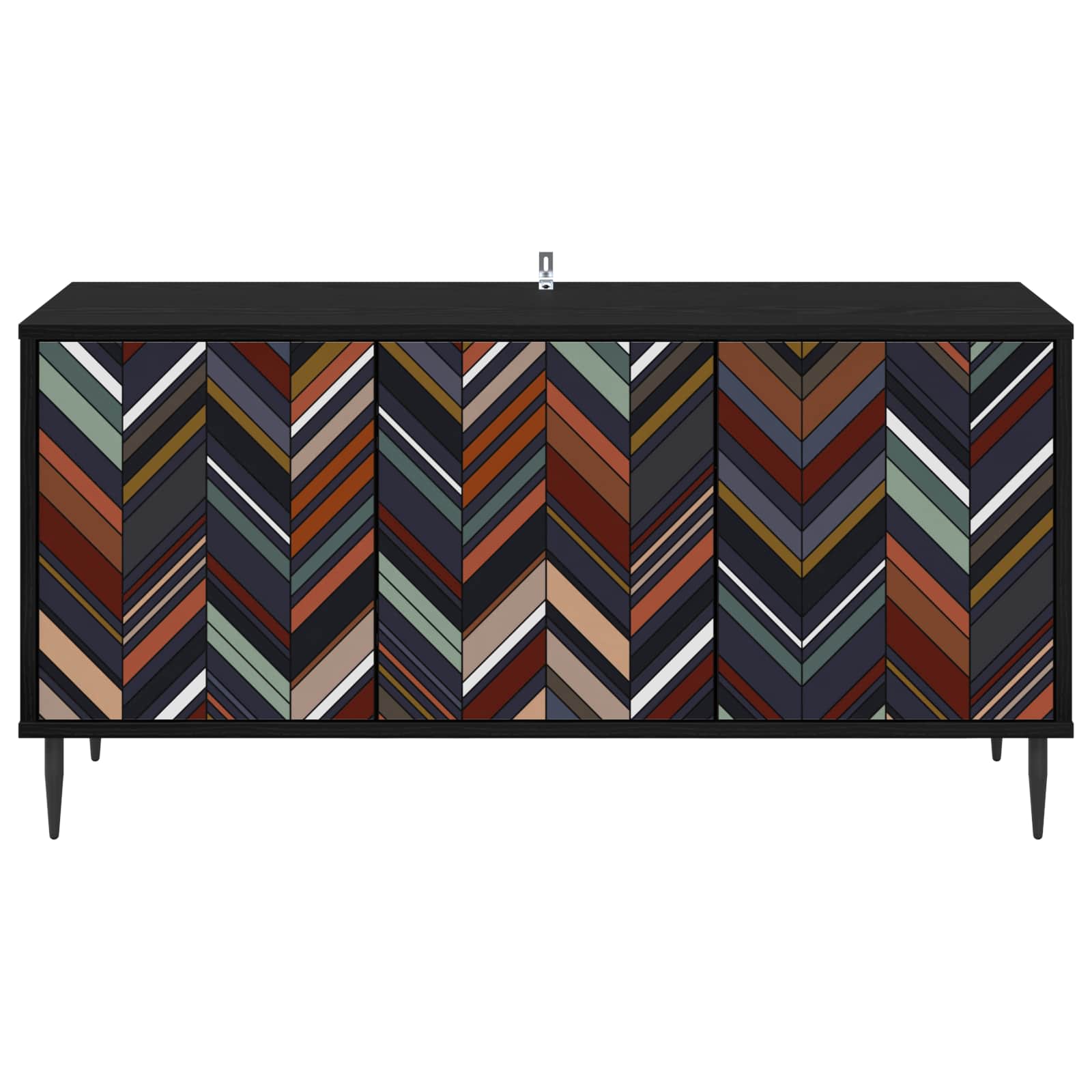 Tv-meubel OMMEN 102 x 33 x 51 cm Zwart eiken Bewerkt hout