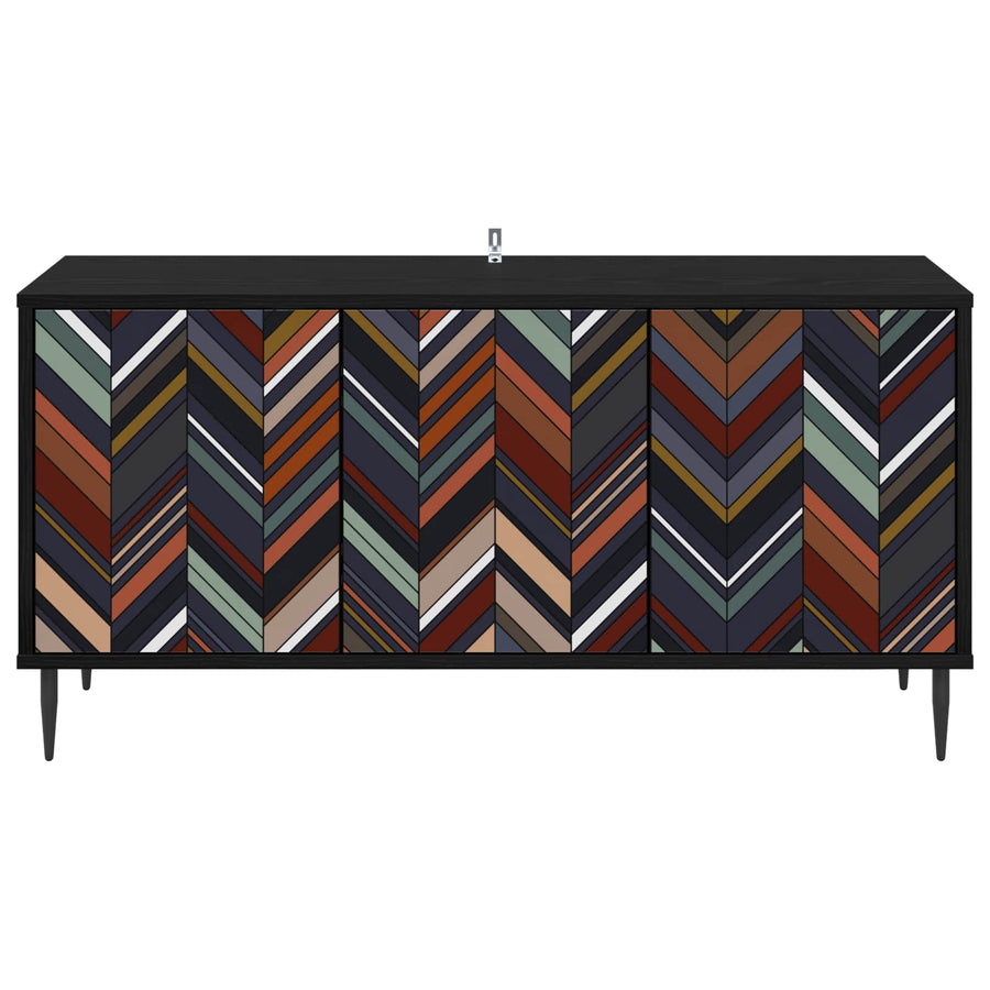 Tv-meubel OMMEN 102 x 33 x 51 cm Zwart eiken Bewerkt hout