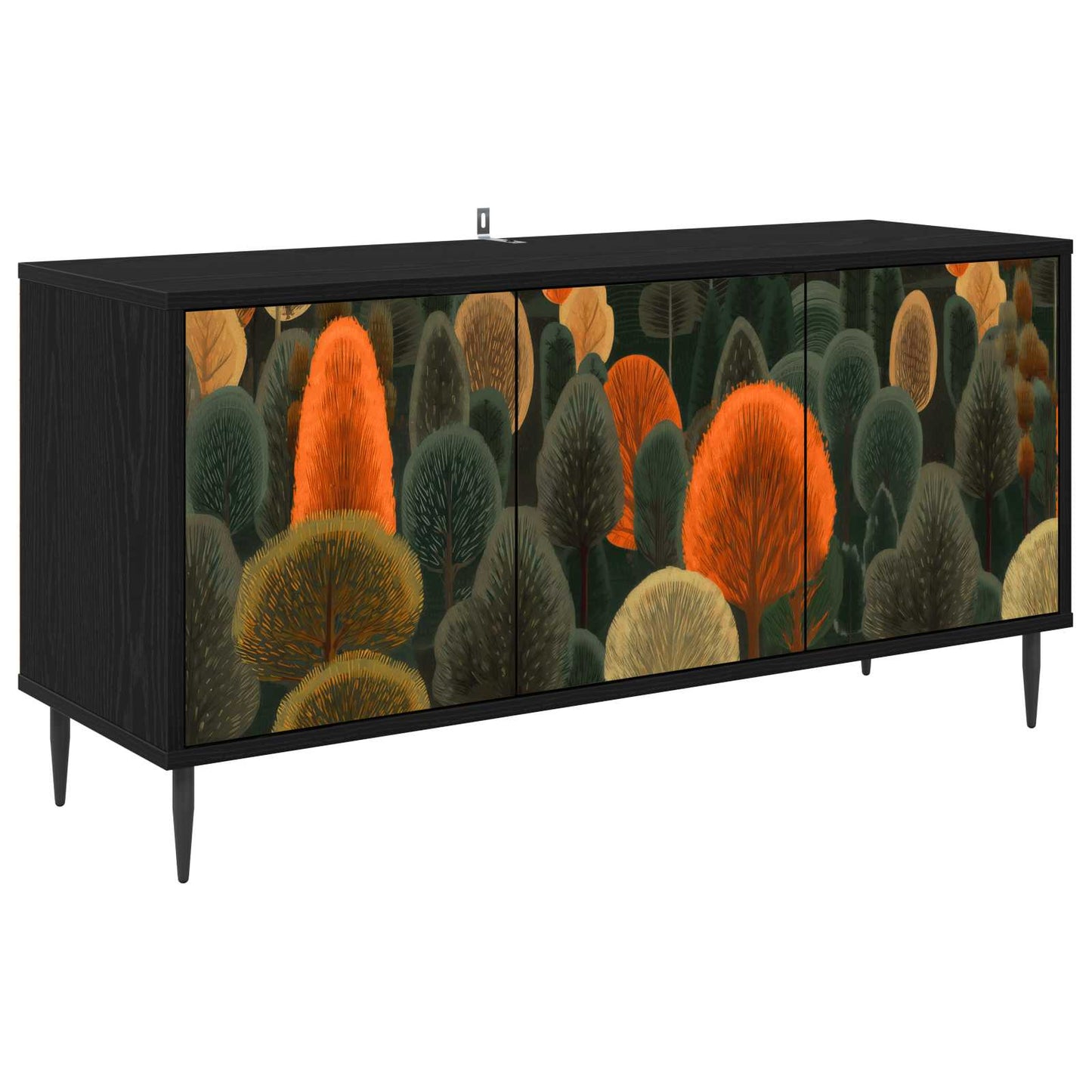 Tv-meubel ZAANDAM 102 x 33 x 51 cm Zwart eiken Bewerkt hout