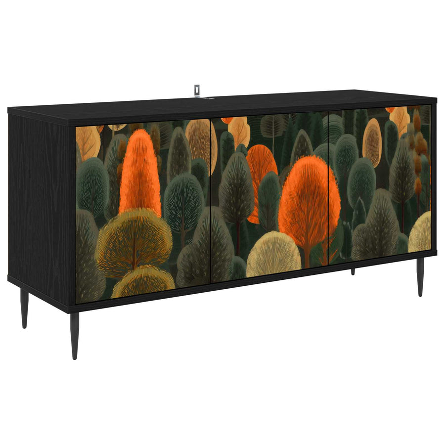 Tv-meubel ZAANDAM 102 x 33 x 51 cm Zwart eiken Bewerkt hout