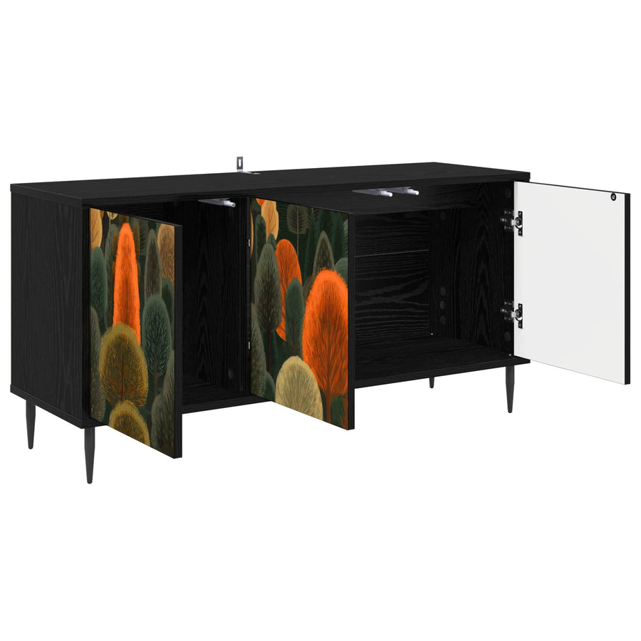 Tv-meubel ZAANDAM 102 x 33 x 51 cm Zwart eiken Bewerkt hout
