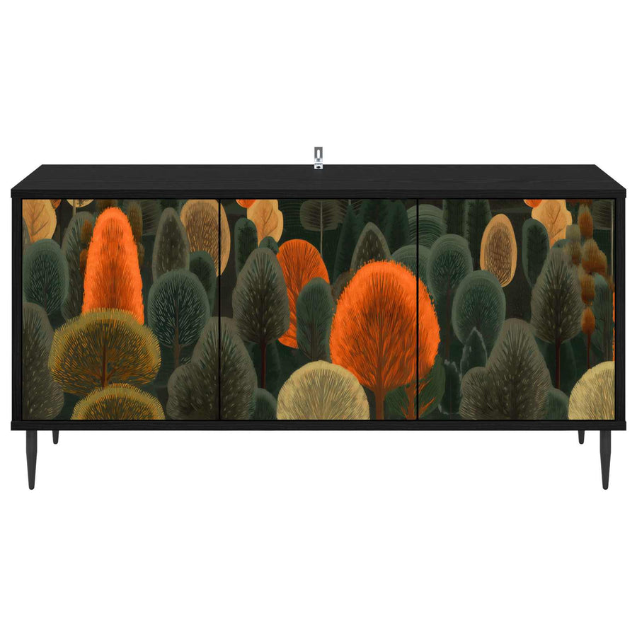Tv-meubel ZAANDAM 102 x 33 x 51 cm Zwart eiken Bewerkt hout