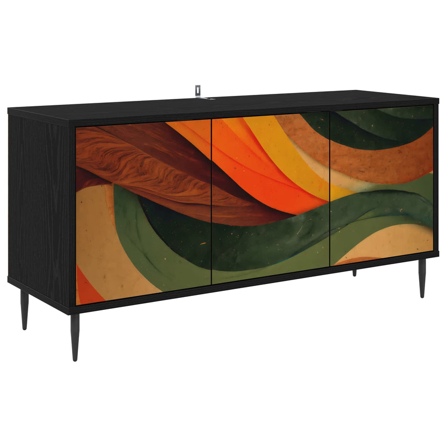 Tv-meubel BONN 102 x 33 x 51 cm Zwart eiken Bewerkt hout