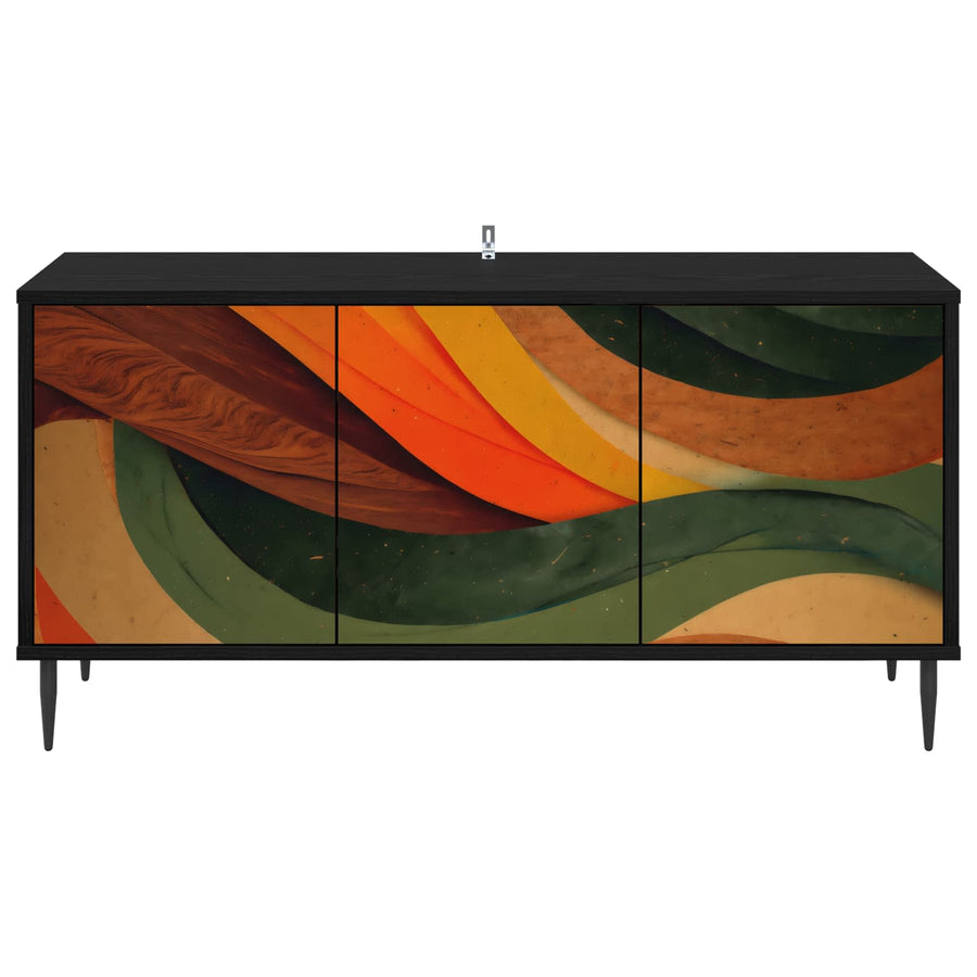 Tv-meubel BONN 102 x 33 x 51 cm Zwart eiken Bewerkt hout